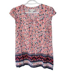 Liz Claiborne Cap Sleeve Summer Floral Top Size Small